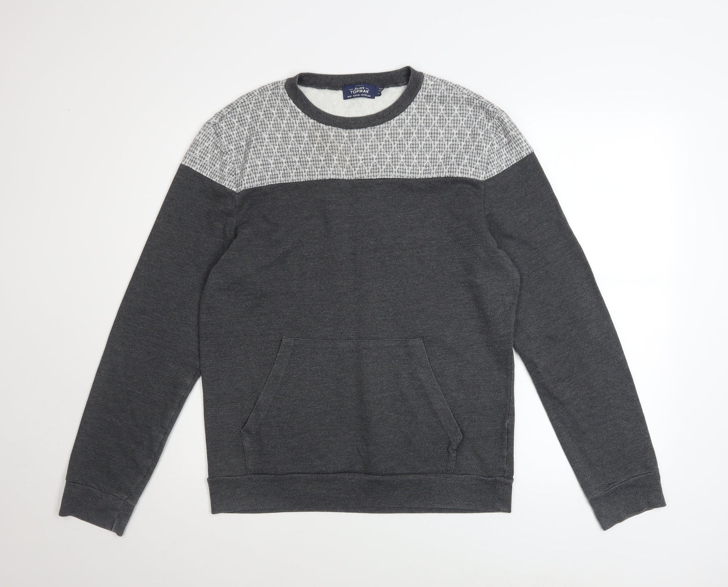 Topman Mens Grey Geometric Crew Neck Sweatshirt Size M
