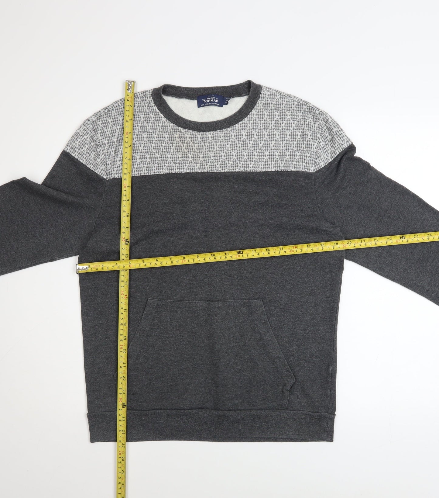 Topman Mens Grey Geometric Crew Neck Sweatshirt Size M
