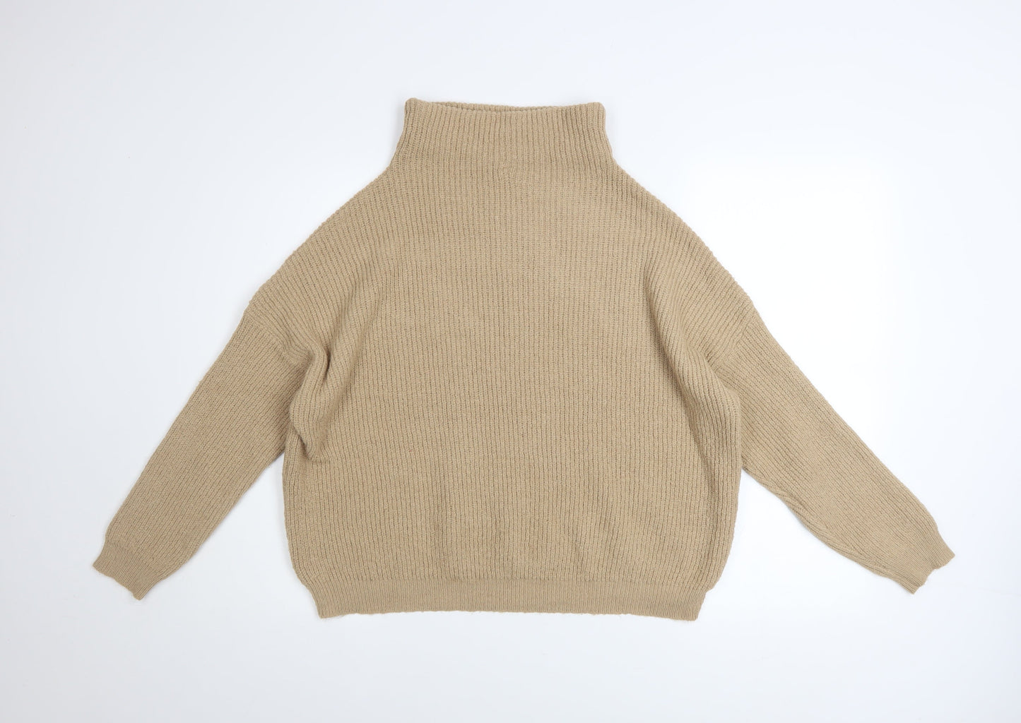Dorothy Perkins Womens Beige Roll Neck Chunky Knit Jumper Size 10