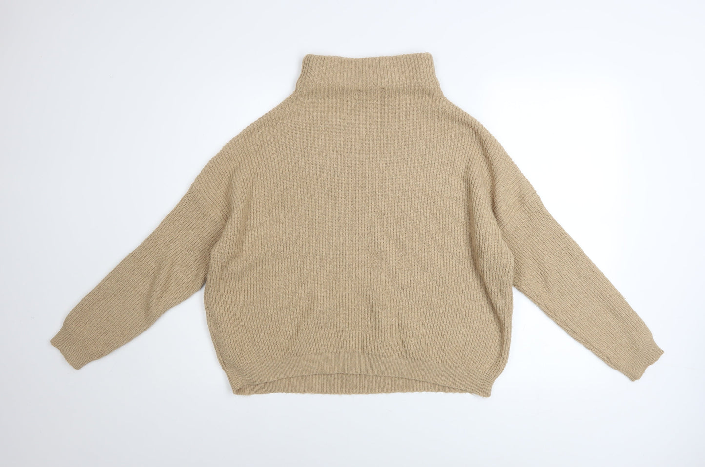 Dorothy Perkins Womens Beige Roll Neck Chunky Knit Jumper Size 10