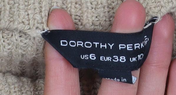 Dorothy Perkins Womens Beige Roll Neck Chunky Knit Jumper Size 10