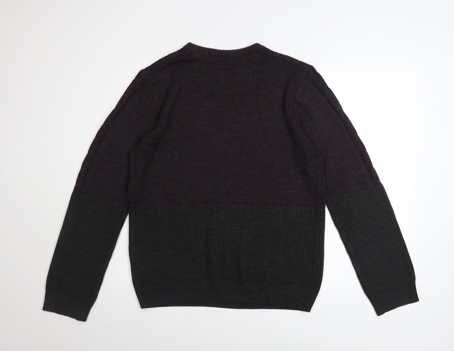 Threadbare Men’s Multicoloured Cable-Knit Crew Neck Jumper Size M