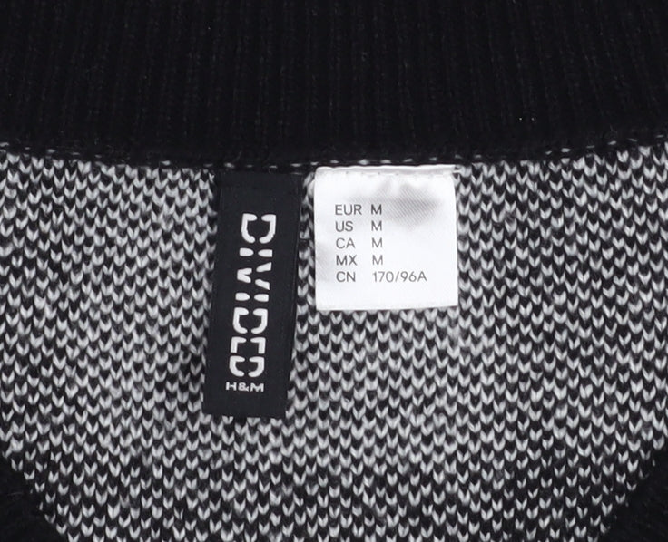 H&M Women’s Black Check Knit V-Neck Sleeveless Vest Jumper Size 12