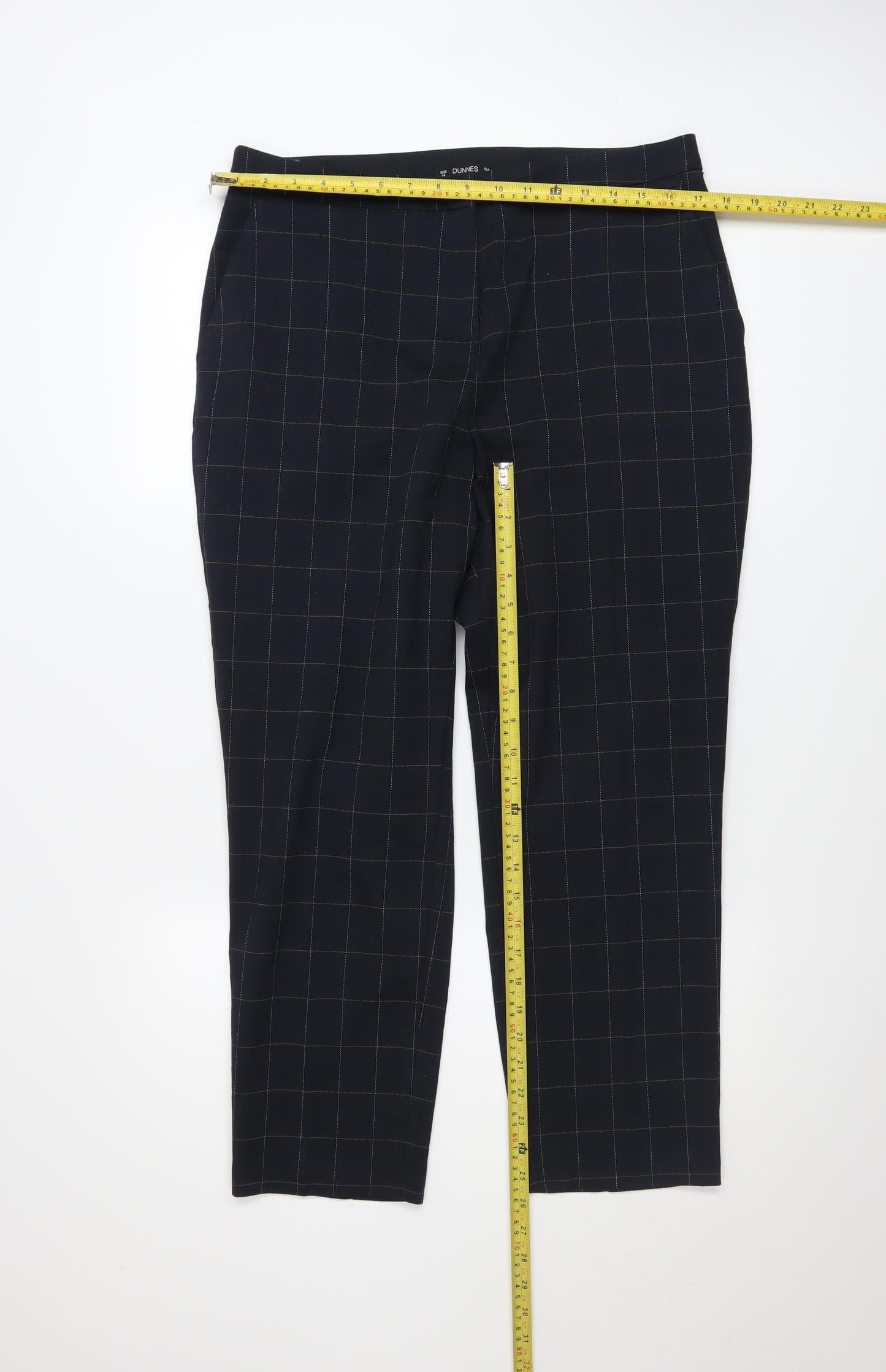 Dunnes Women's Black Check Trousers Size 14 Regular Fit Workwear