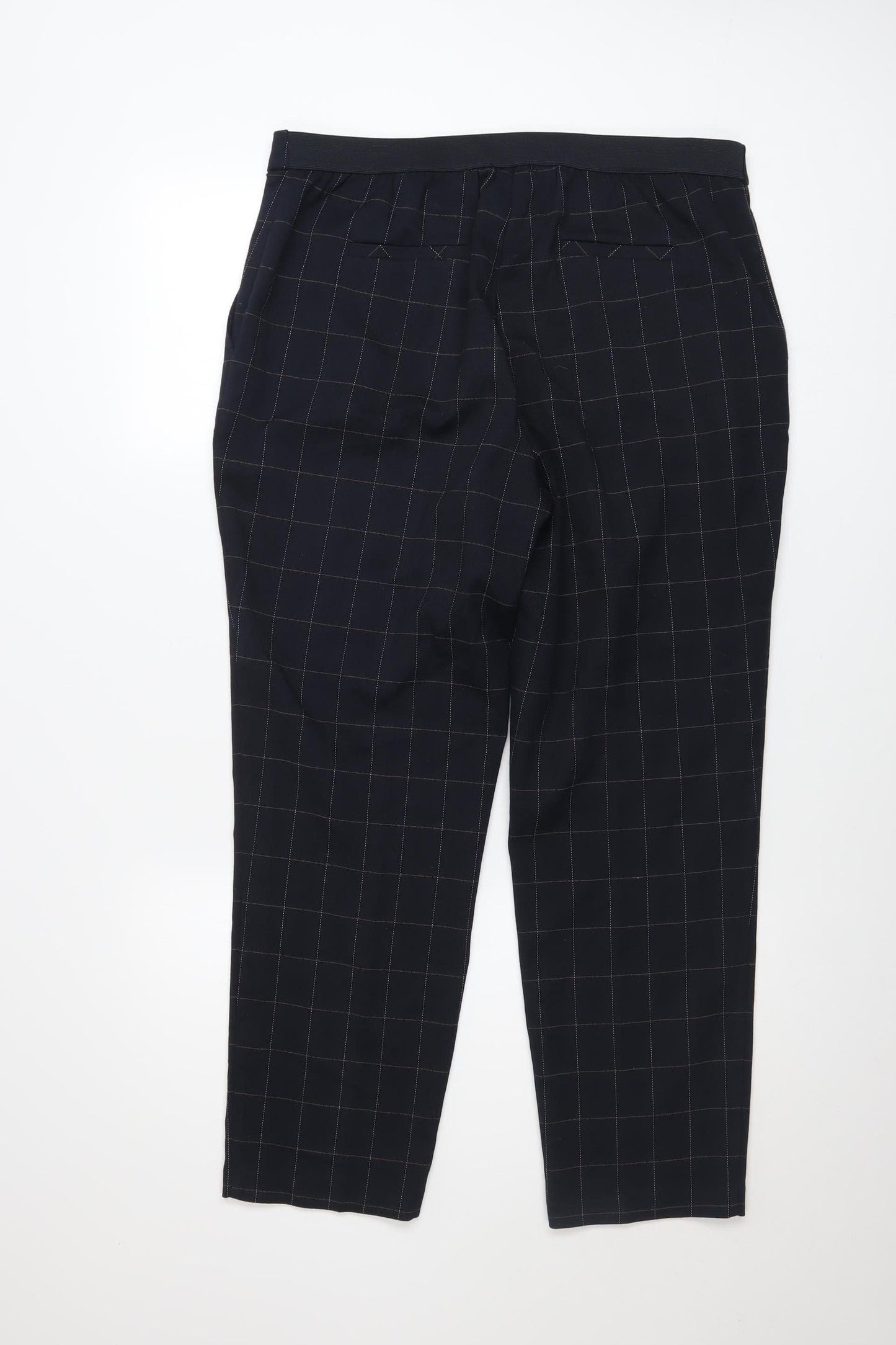 Dunnes Women's Black Check Trousers Size 14 Regular Fit Workwear