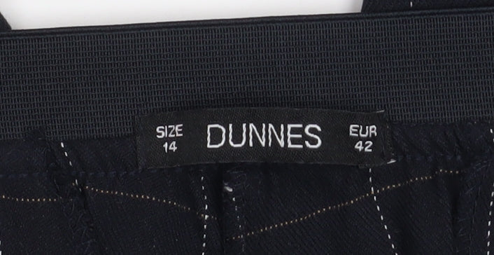 Dunnes Women's Black Check Trousers Size 14 Regular Fit Workwear