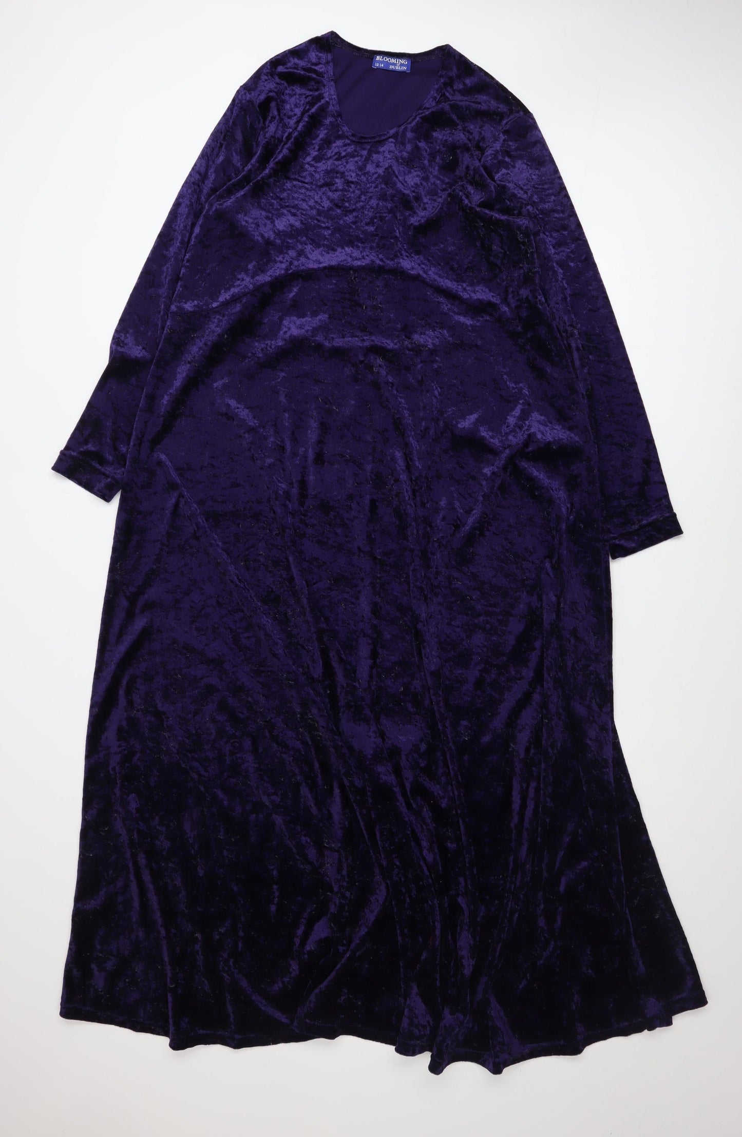 Blooming of Dublin Women's Purple Long Sleeve Velvet Maxi Dress Size 12-14