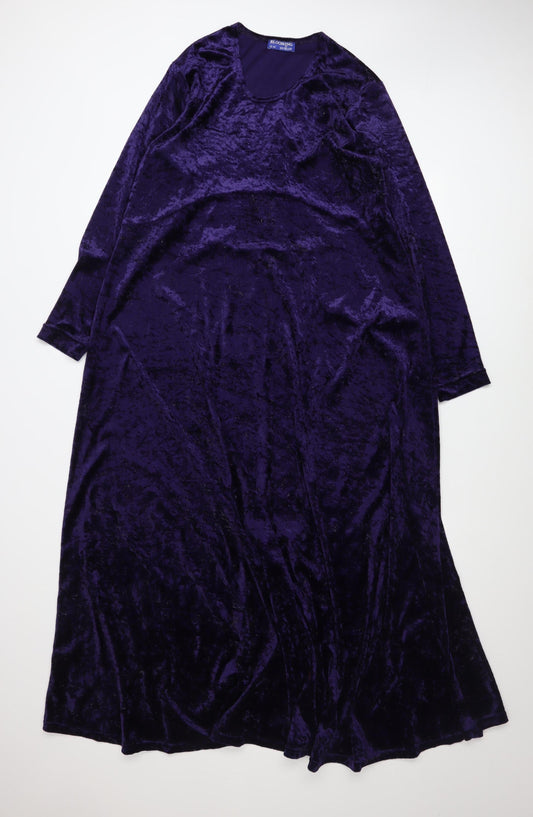 Blooming of Dublin Women's Purple Long Sleeve Velvet Maxi Dress Size 12-14