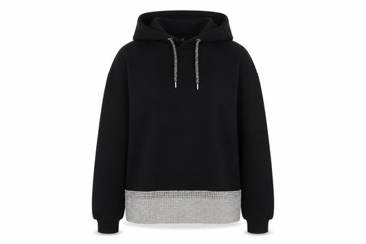 River Island Women’s Black Sequin Hem Hooded Pullover Hoodie Size S
