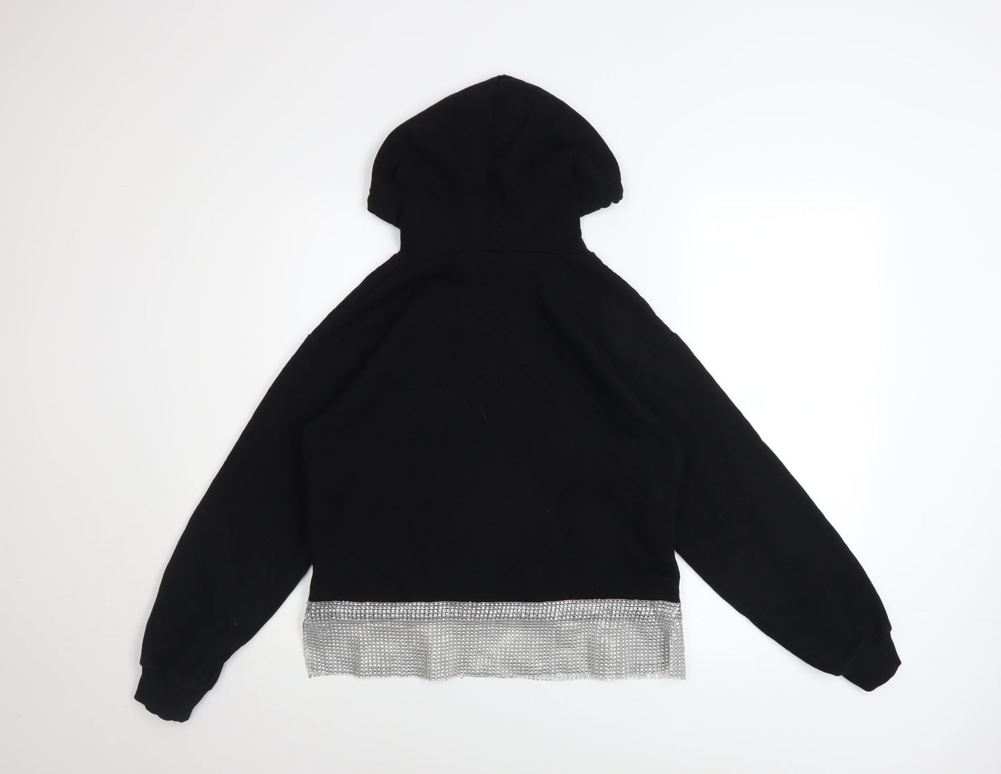 River Island Women’s Black Sequin Hem Hooded Pullover Hoodie Size S
