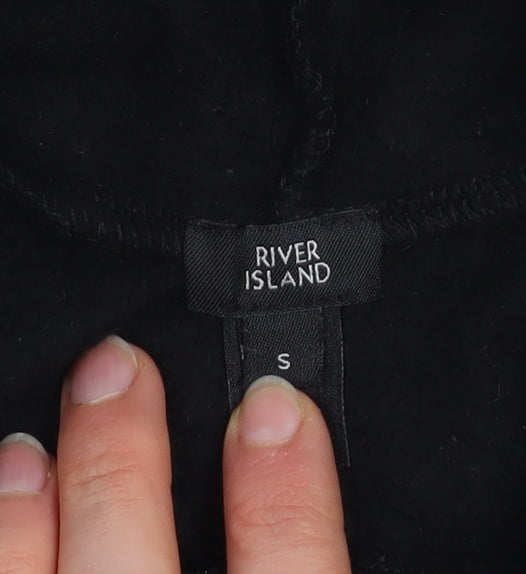 River Island Women’s Black Sequin Hem Hooded Pullover Hoodie Size S
