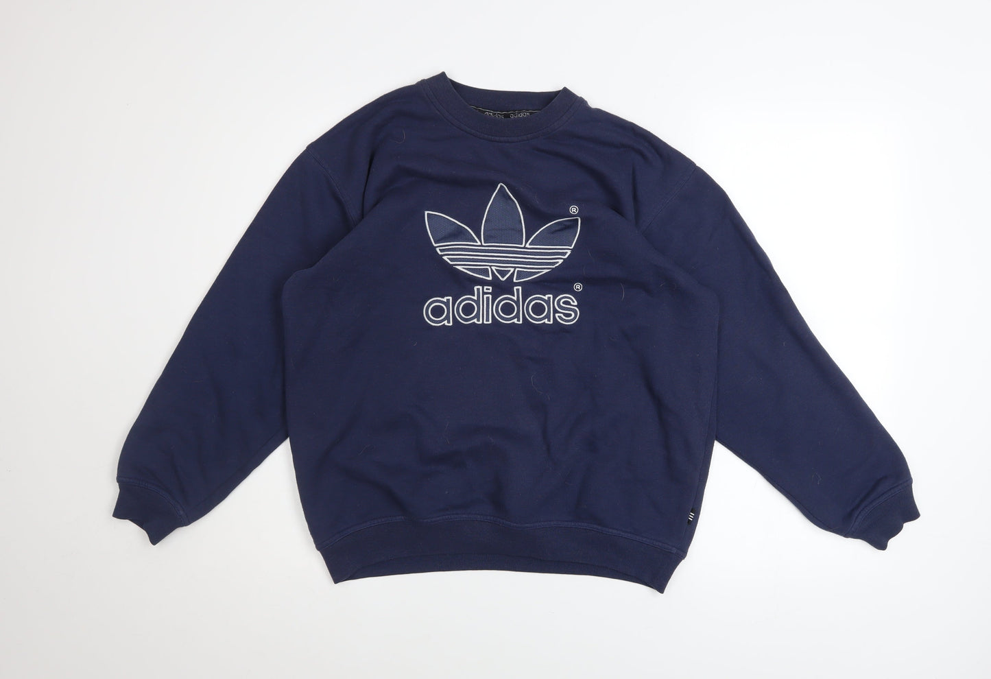 Adidas Teens Blue Crew Neck Logo Pullover Sweatshirt Size 164