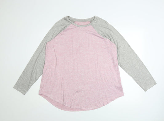 American Eagle Women's Pink & Grey Raglan Sweatshirt Size L