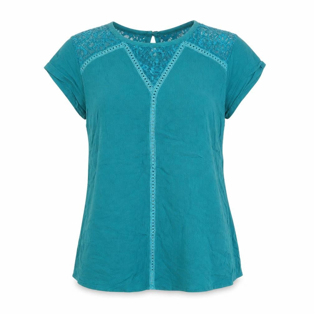 ESPRIT Women’s Green Lace Crochet Short Sleeve Blouse Size L