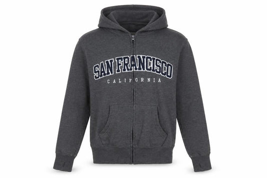 Ocean Beach Mens Grey Full Zip Hoodie Size S San Francisco Graphic