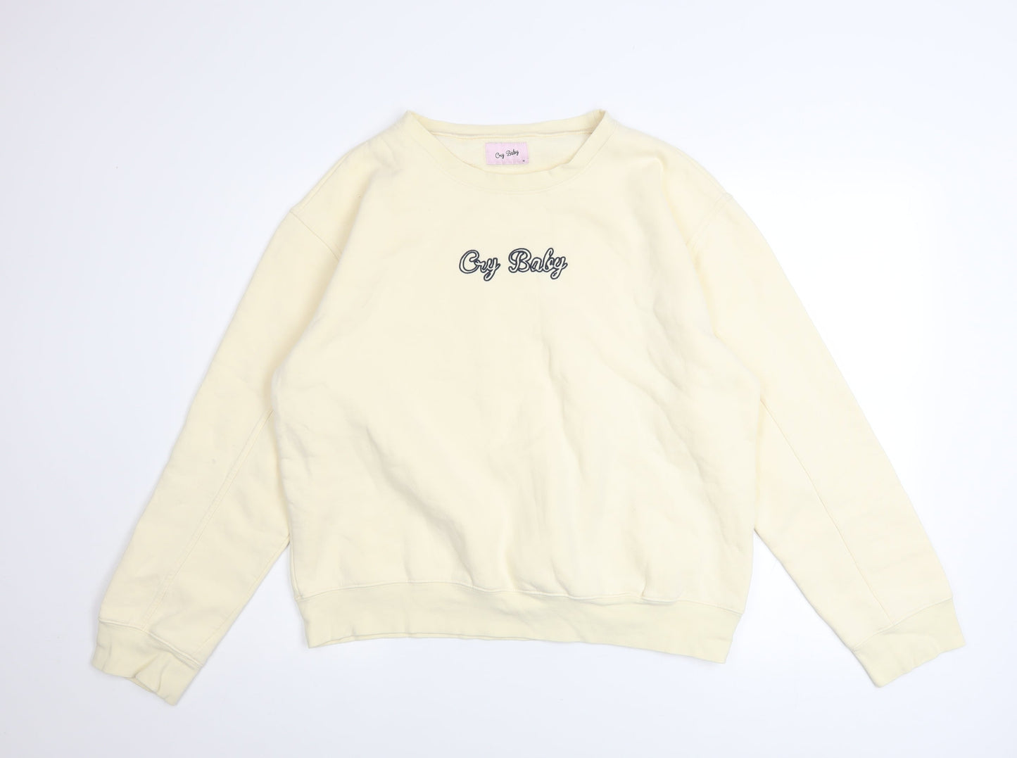 Cry Baby Women's Beige Pullover Sweatshirt Size M Cotton Blend