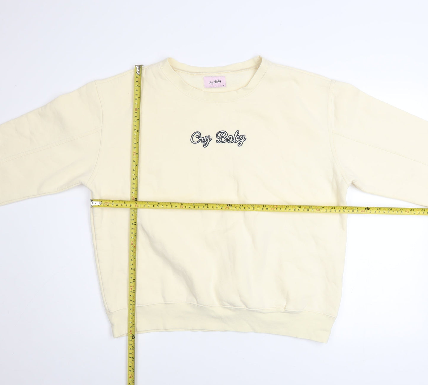 Cry Baby Women's Beige Pullover Sweatshirt Size M Cotton Blend