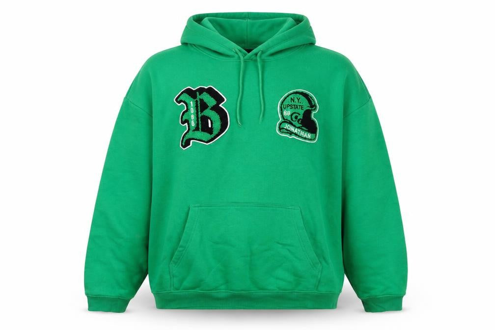 H&M Men’s Green Relaxed Fit Pullover Hoodie L Graphic Sports Style