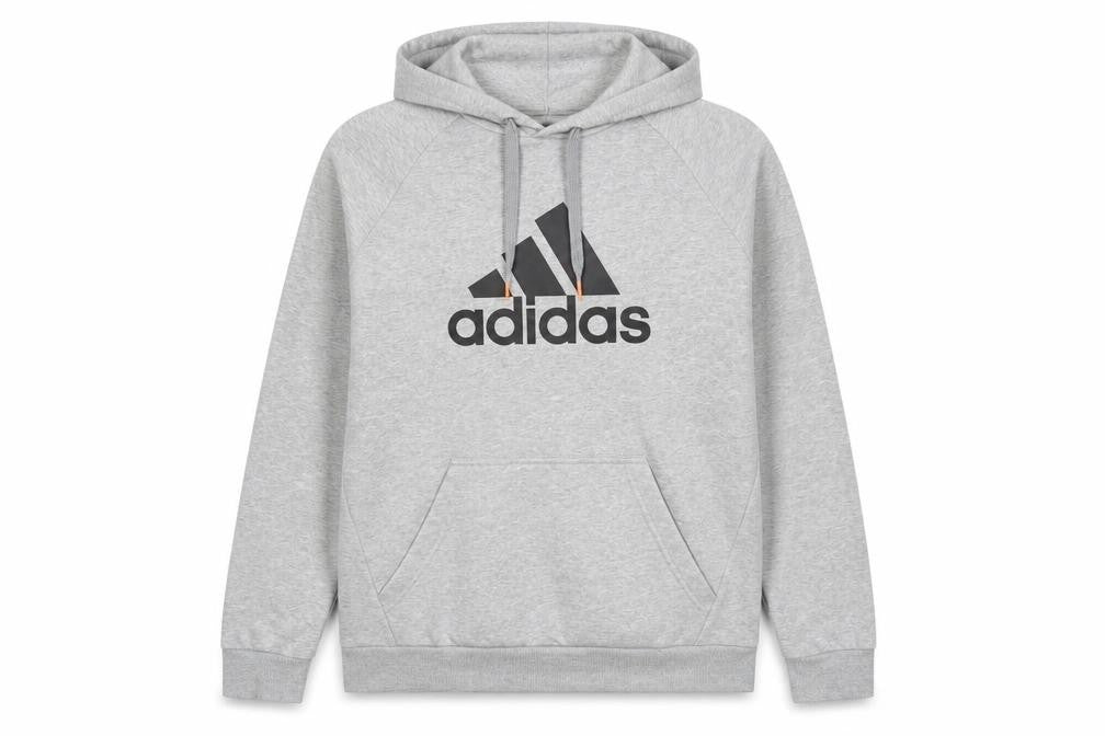 adidas Men Grey Pullover Hoodie L Logo Sports Performance