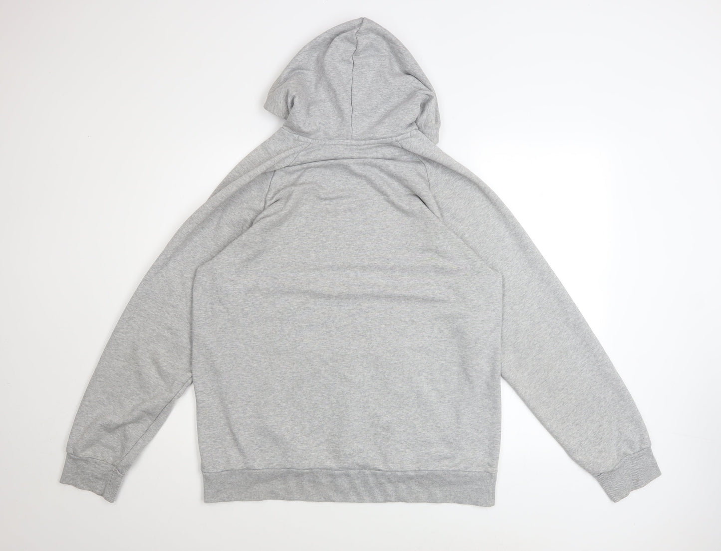 adidas Men Grey Pullover Hoodie L Logo Sports Performance