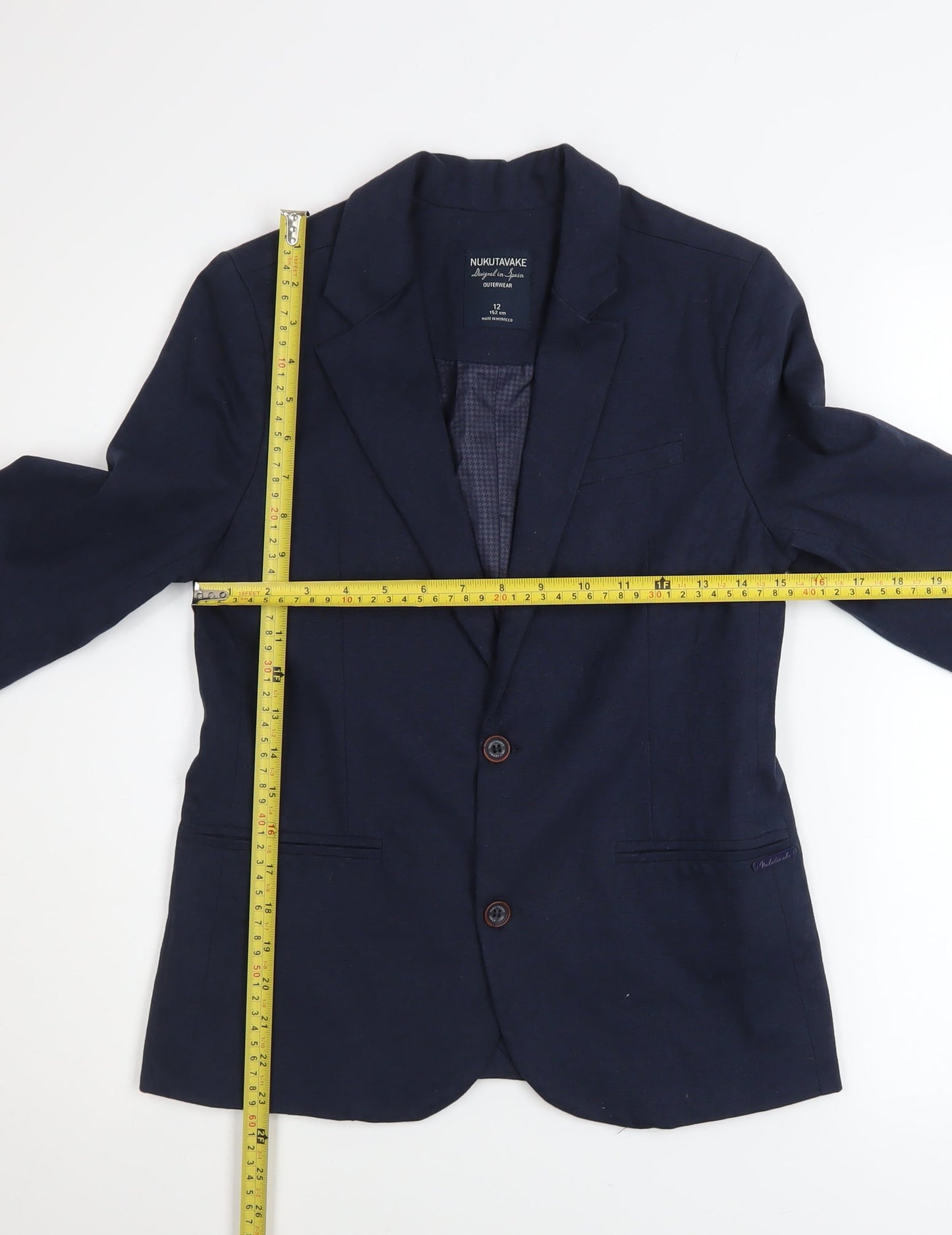 Nukutavake Teens Blue Cotton Blazer Jacket Size 12 Regular