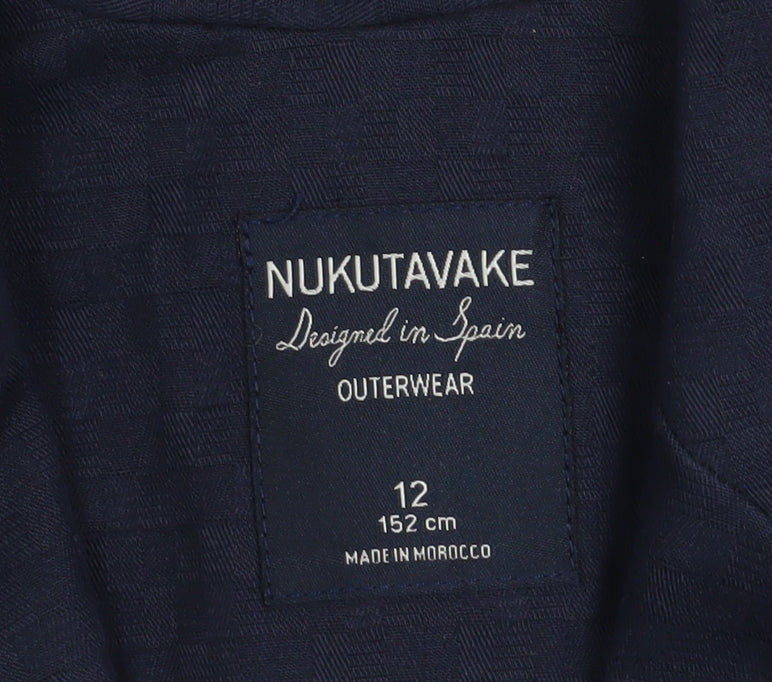 Nukutavake Teens Blue Cotton Blazer Jacket Size 12 Regular