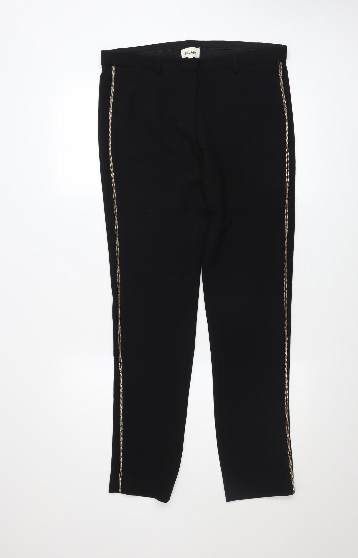 Belair Women’s Black Slim Mid Rise Trousers Size 12 Stretch Straight Leg
