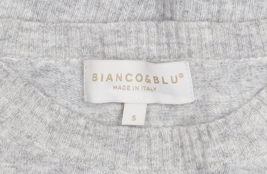 Bianco&Blu Women Grey Wool Cashmere Blend Long Sleeve Jumper S