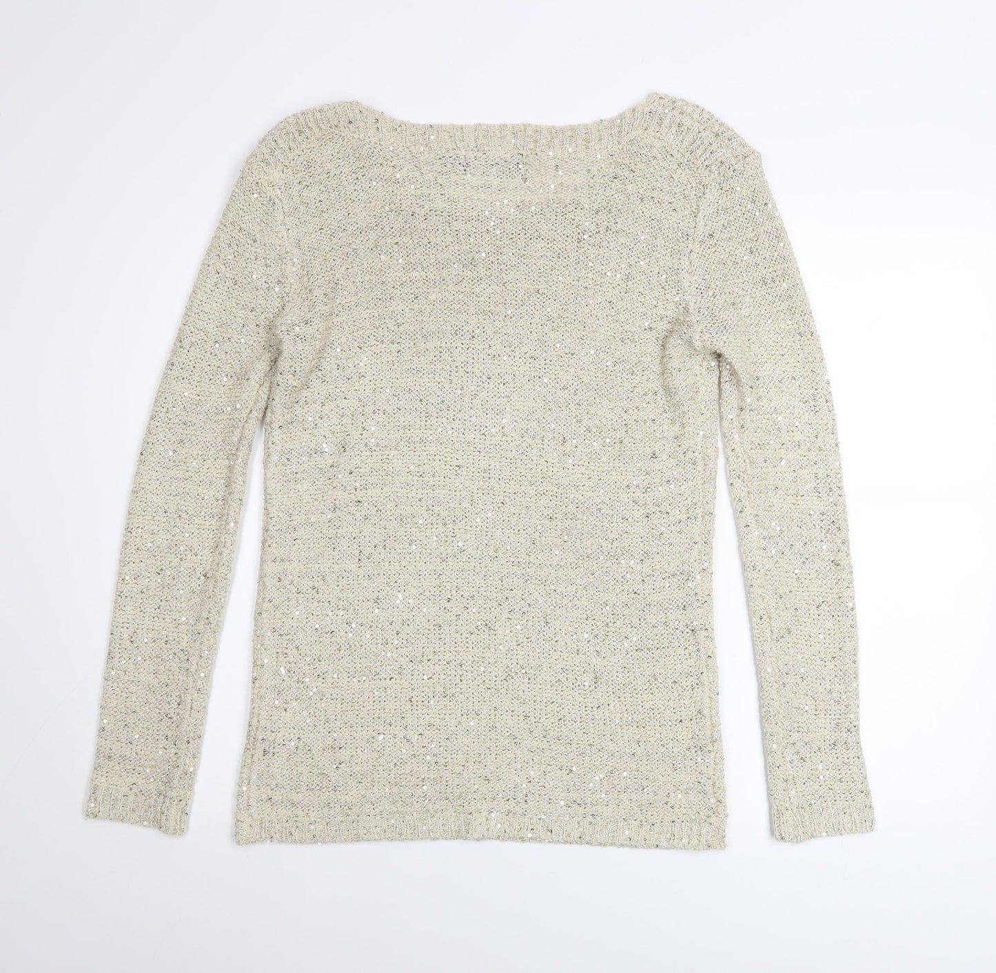 Atmosphere Women's Beige Sequin Knit Jumper Size 10