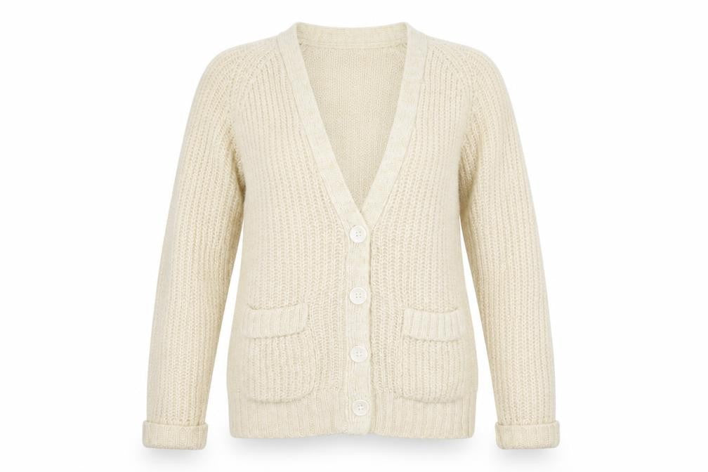 Atmosphere Women Beige Knit Button Cardigan Size 12 Wool Blend