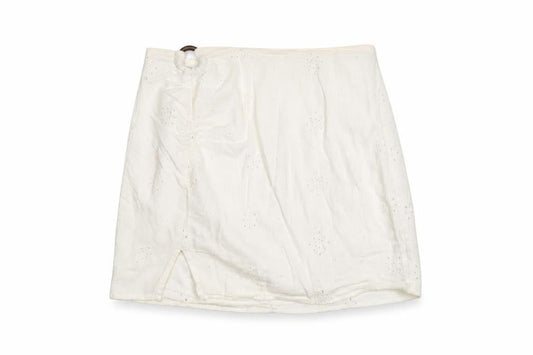 Bershka Women's Ivory Cotton A-Line Short Skirt Size M