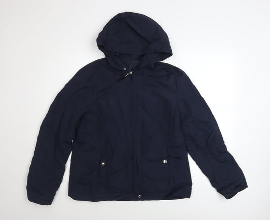 St Bernard Womens Blue Hooded Anorak Jacket Size 14 Water Resistant