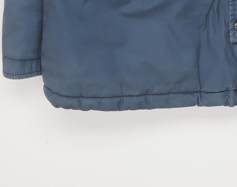 Next Men’s Blue Hooded Parka Coat L 44in Faux Fur Trim Winter Jacket