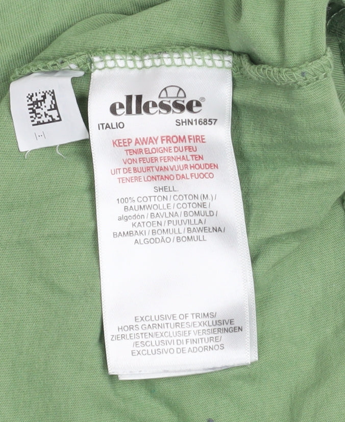 Ellesse Men's Green Short Sleeve Crew Neck Cotton Graphic T-Shirt M