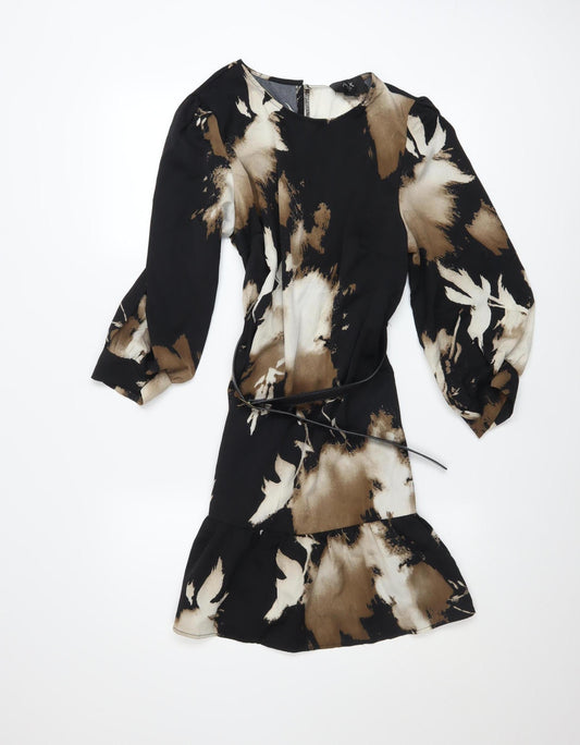 AX Paris Women's Black Tie Dye Fit & Flare Short Dress Size 10
