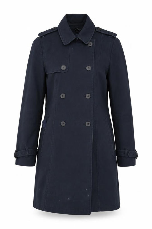 Jack Wills Women's Blue Cotton Blend Long Trench Coat Size 10