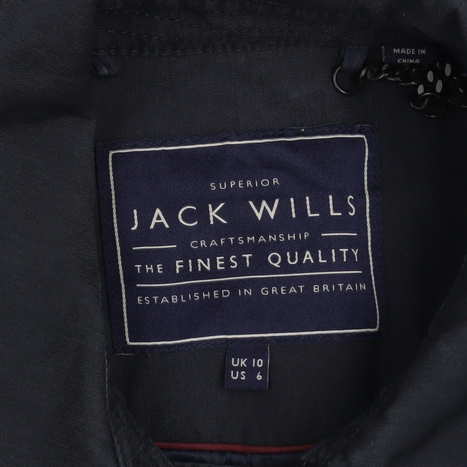 Jack Wills Women's Blue Cotton Blend Long Trench Coat Size 10