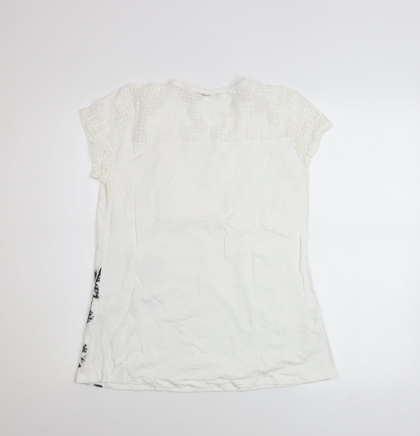 Maloka Women White Embroidered Floral Tunic Blouse Size 10
