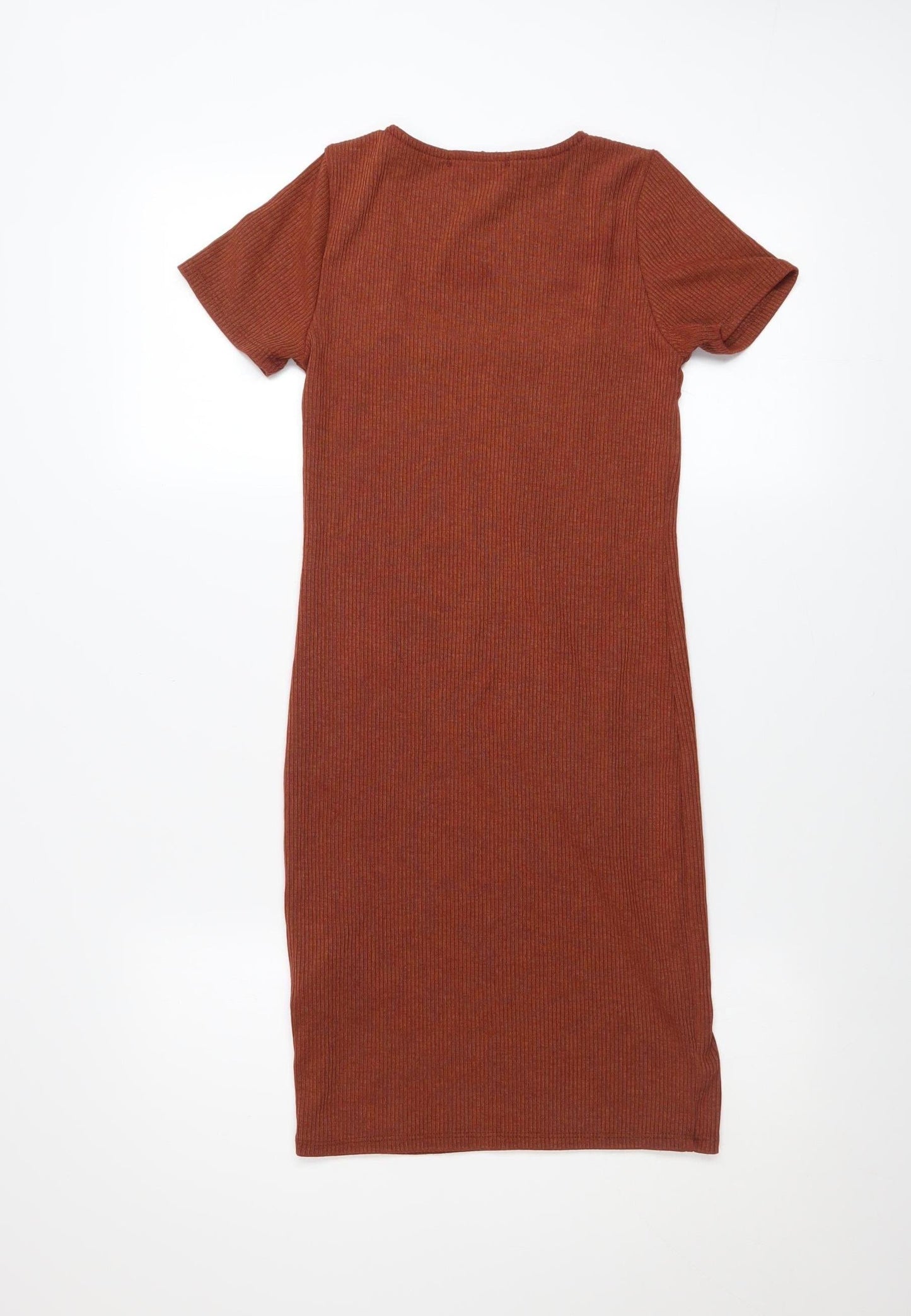 Forever 21 Women Brown Bodycon Knit Dress Size M Short Sleeve