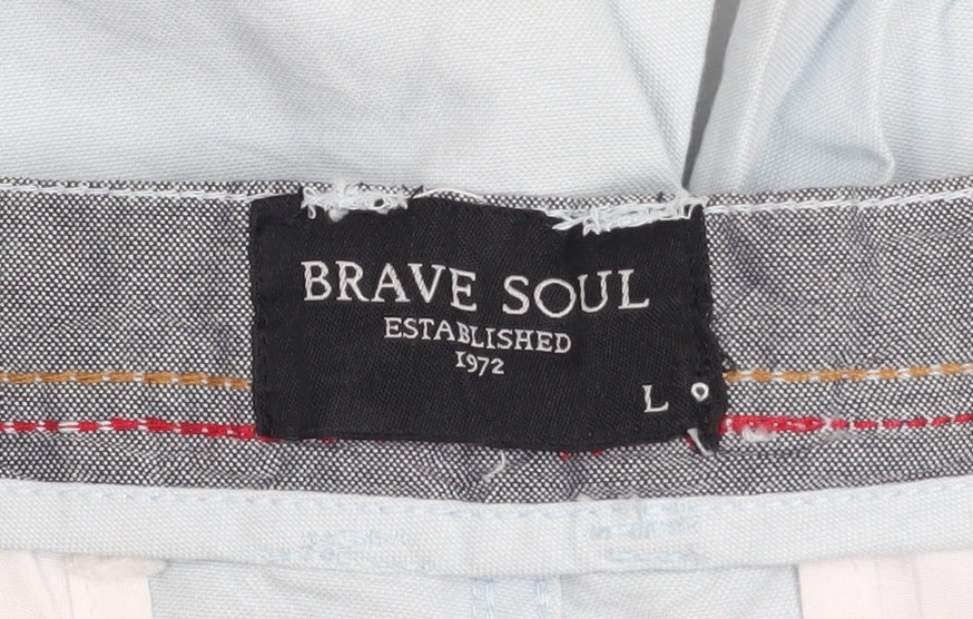 Brave Soul Men’s Light Blue Chino Shorts Size L Casual Summer