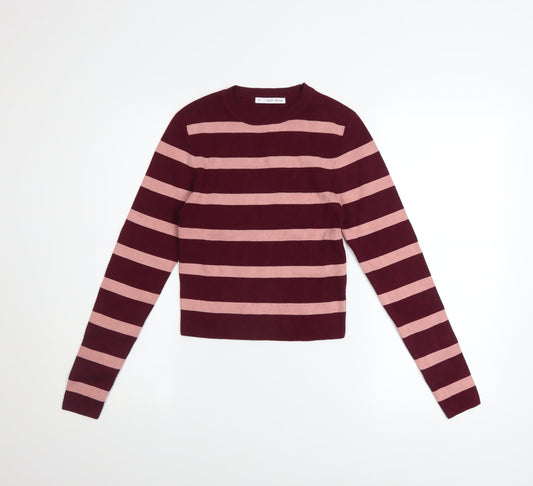 Easy Wear Women's Burgundy Pink Striped Pullover Sweatshirt Size S