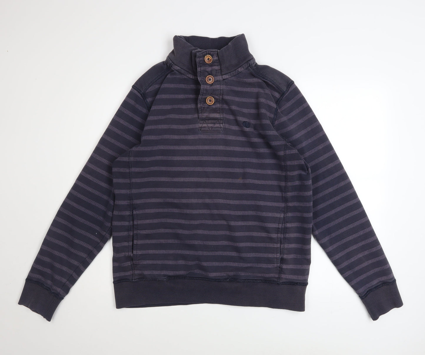 Fat Face Men's Blue Striped Henley Sweatshirt Size M