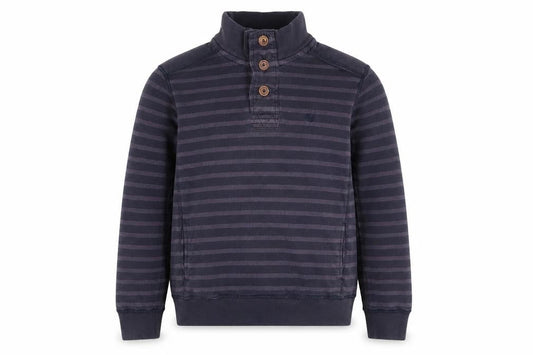 FatFace Men's Blue Striped Henley Sweatshirt Size M