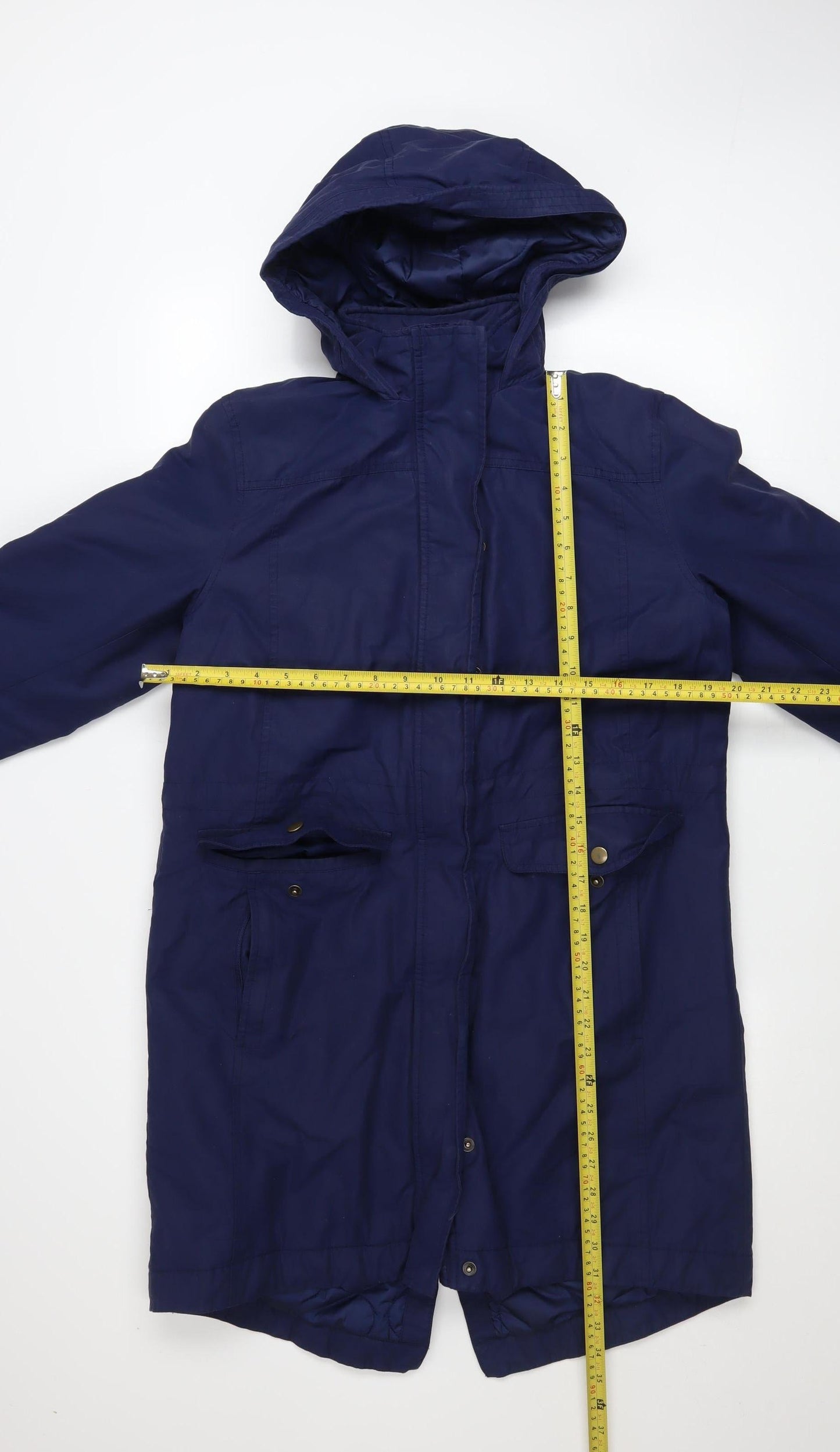 Lands' End Men's Blue Hooded Parka Coat Size S Waterproof Cotton Blend