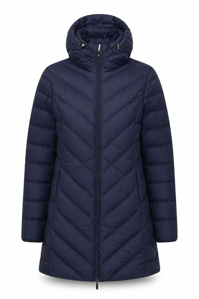David Barry Women’s Blue Long Hooded Down Puffer Coat Size 12