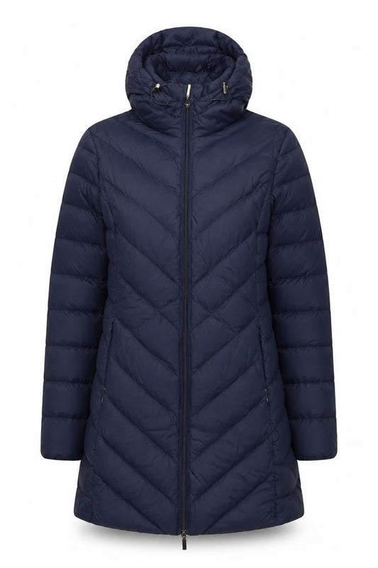David Barry Women’s Blue Long Hooded Down Puffer Coat Size 12