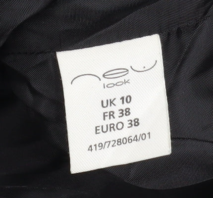 New Look Women Black Wool Blend Short Jacket with Faux Fur Collar UK 10