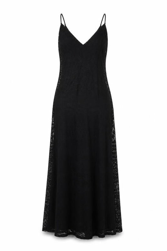 ASOS Women’s Black Lace Slip Dress UK 10 Long V-Neck Sleeveless
