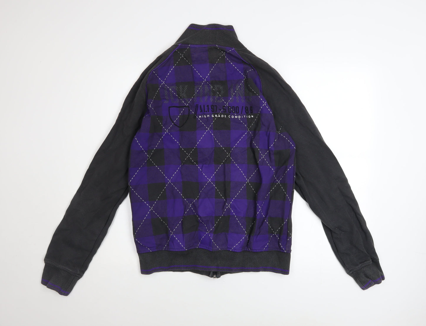 Jack & Jones Men's Dark Grey Purple Full Zip Sweatshirt M