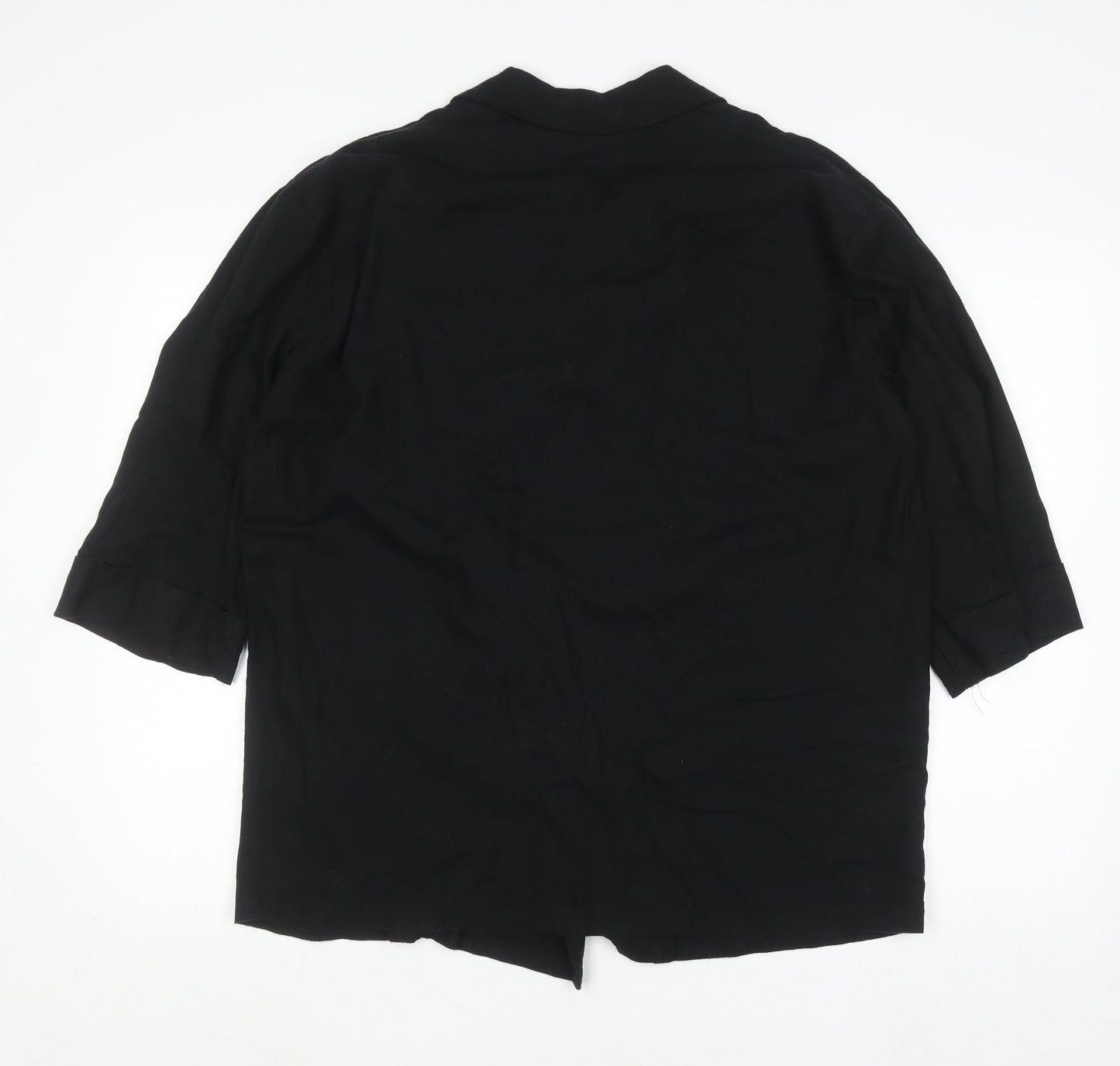 F&F Womens Black Linen Blend Double-Breasted Blazer UK 14